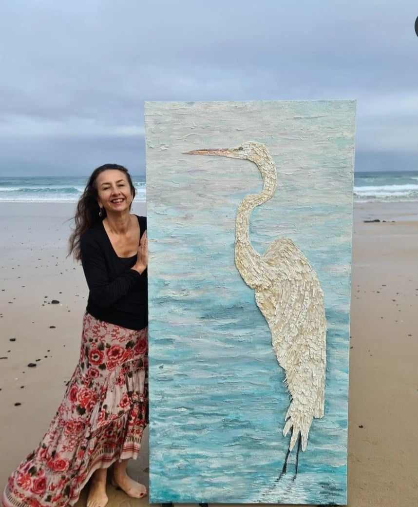 Great White Egret Original Artwork by Helen Bellino