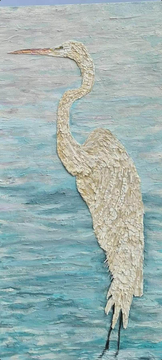 Great White Egret Original Artwork by Helen Bellino