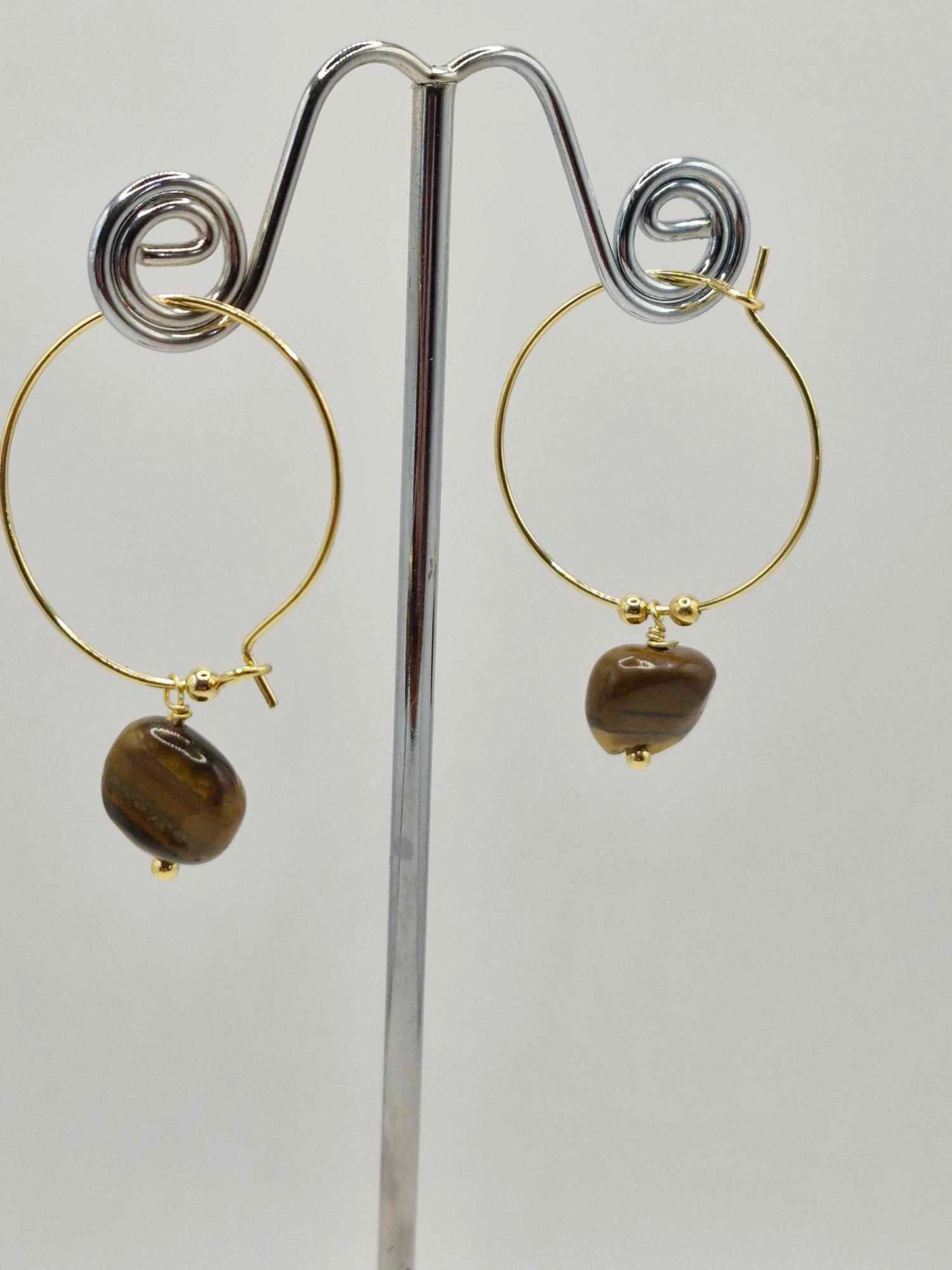 Tigers' Eye Hoop Earrings