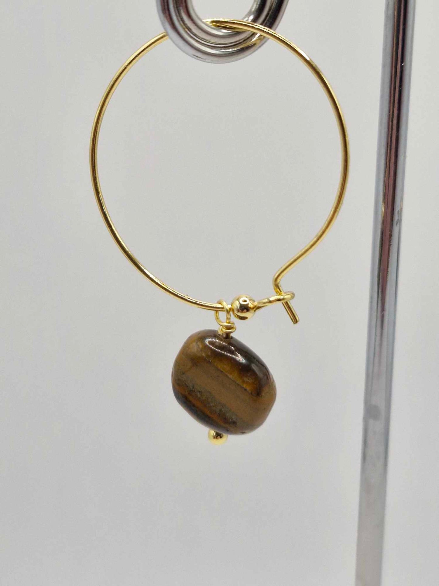 Tigers' Eye Hoop Earrings